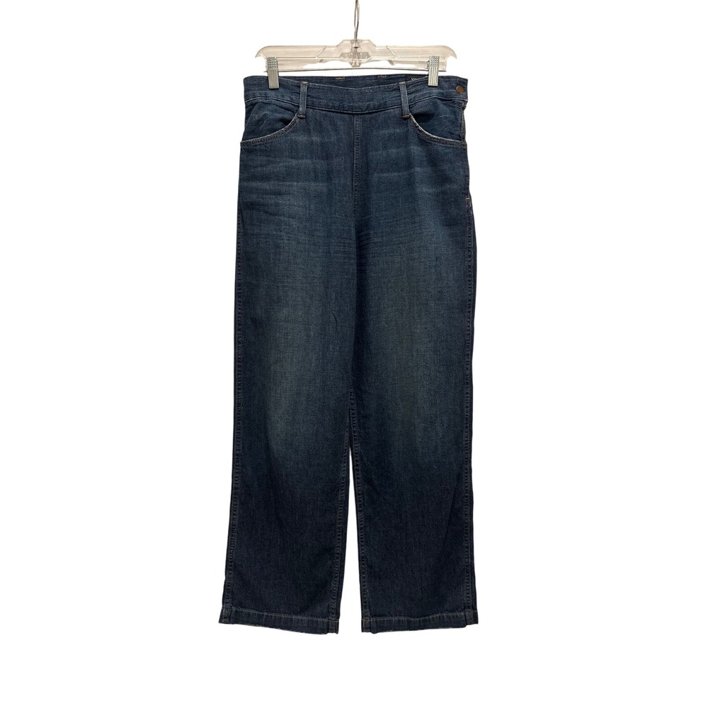 Vince Wide Leg Jeans Womens 26 Blue Dark Wash Side Zip High Rise Cotton USA made